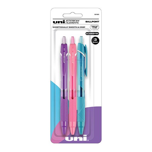 uniball™ Jetstream Elements Ballpoint Pens, Medium Point (1.0mm), Assorted Ink, 3 Pack