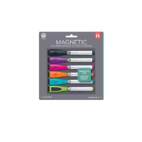 Magnetic Dry Erase Markers, Medium, 6 Count