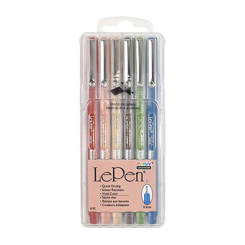LePen Earth Tone Pen Set, 0.3mm, Assorted, 6 Count