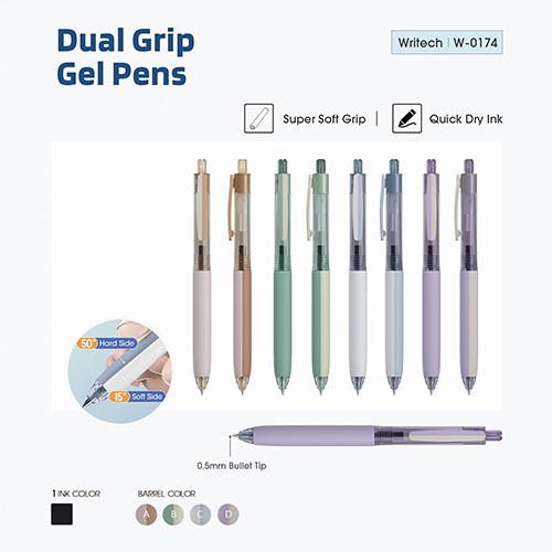 Dual Grip Gel Retractable Pen, 0.5mm, Pink Barrel, Black Ink