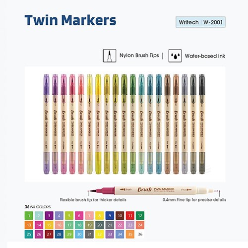 Twin Plus Markers Display, Dual-Tip, 12 Assorted Colors, 120 Count