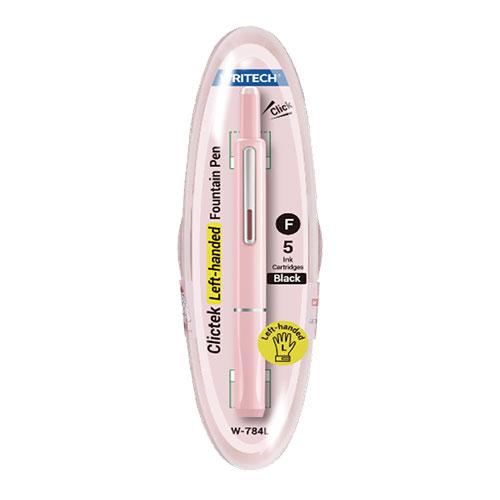 Clictek Left-Handed Fountain Retractable Pen, Pink