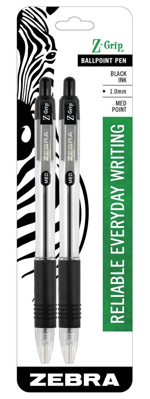 Zebra Z-Grip RT Penna A Sfera Retrattile – Confezione Da 7, Nero, Impugnatura Morbida