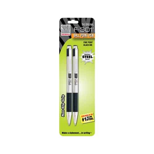 F-301, Retractable Ball Point, 0.7mm, 2 Count, Black