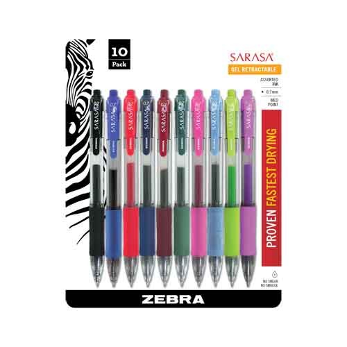 Sarasa Gel Retractable, 0.7mm, 10 Count, Assorted