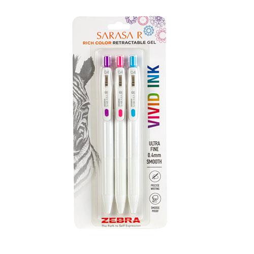 Sarasa R Retractable Gel, 0.4mm, Fashion, 3 Count
