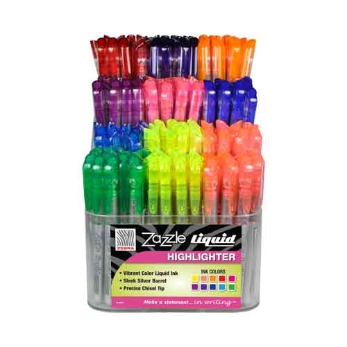 Zazzle Liquid Highlighter, Chisel Tip Display, UPC Coded, 180 Count