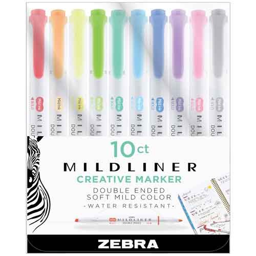 Mildliner Double-Ended Highlighters, Assorted Set, 10 Count