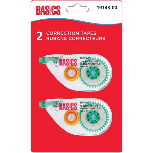 Basics Correction Tape - 0.20" (5 mm) Tape Width x 26.2 ft (8 m) Tape Length - 1 Line(s) - Non-refillable, Swivel Head - 2 / Pack