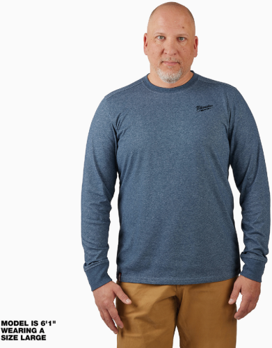 Milwaukee Men's Large Blue Long-Sleeve Hybrid Work T-Shirt