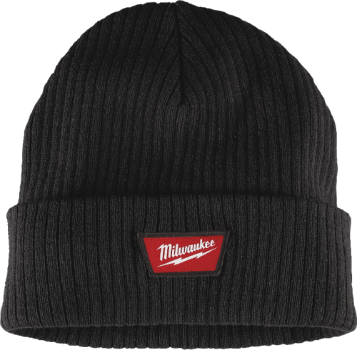 Milwaukee Black Cuffed Beanie Rib-Knit Acrylic Sock Cap