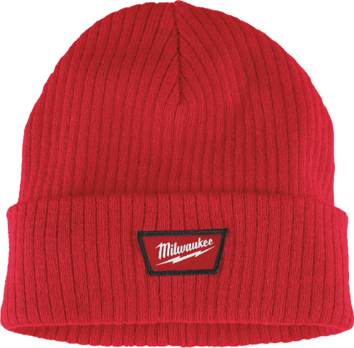 Milwaukee Red Cuffed Beanie Rib-Knit Acrylic Sock Cap