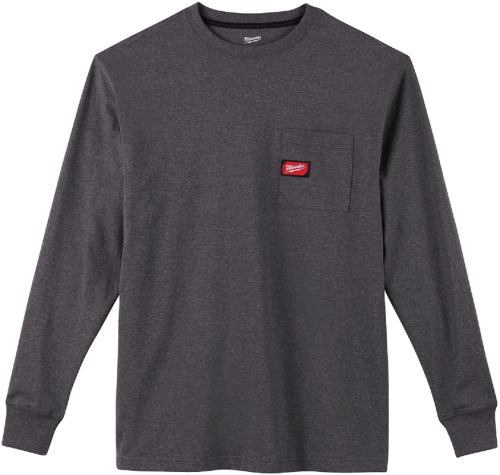 Milwaukee XL Gray Long Sleeve Men's Heavy-Duty Pocket Shirt
