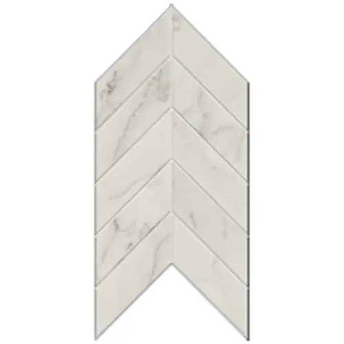Atlas Concorde Liberty 2 x 5 Chevron 7-1/2 in. x 12.-3/8 in. Calacatta Centenial Porcelain Mosaic Tile