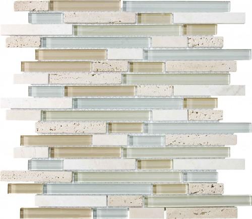 Bliss Glass & Stone 12 in. x 12 in. Spa Linear Mosaic