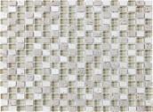 Bliss Glass & Stone 11.75 in. x 12 in. Creme Brulee Mosaic Blend