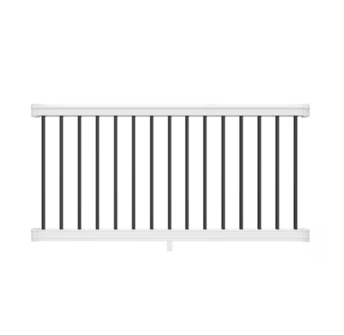 Premier Series 6 ft x 36 in. Premier White Vinyl Deck Rail Kit with Black Aluminum Balusters