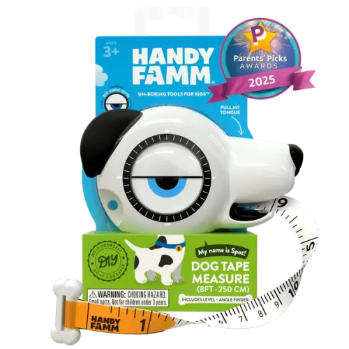 Handy Famm Spot the Black and White Dog 4-in-1 Kids Tape Measure