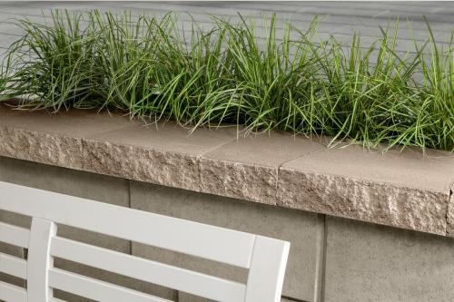 Architectural Cap, Double-Sided Split Face, Caffe Crema – Modular Wall Caps for Coping & Step Treads