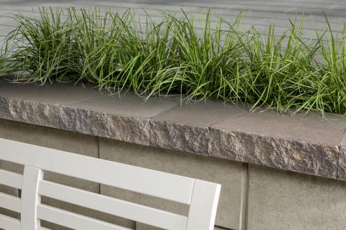 Architectural Cap, Double-Sided Split Face, Champlain Grey – Modular Wall Caps for Coping & Step Treads