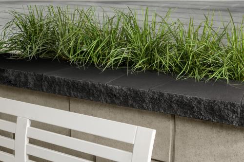 Architectural Cap, Double-Sided Split Face, Onyx Black – Modular Wall Caps for Coping & Step Treads