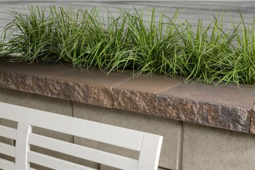 Architectural Cap, Double-Sided Split Face, Sandlewood – Modular Wall Caps for Coping & Step Treads