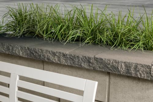 Architectural Cap, Double-Sided Split Face, Shale Grey – Modular Wall Caps for Coping & Step Treads