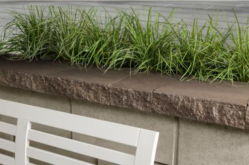 Architectural Cap, Double-Sided Split Face, Chestnut Brown – Modular Wall Caps for Coping & Step Treads