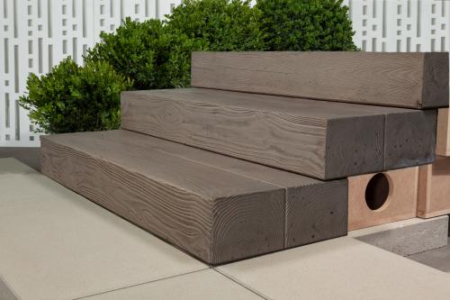 Borealis Wood-Look Step, Smoked Pine – Concrete Outdoor Steps for Garden Paths & Walkways