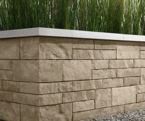 Brandon 90mm Corner/Pillar Unit, Slate, Caffe Crema – Concrete Wall Corners for Retaining & Freestanding Walls