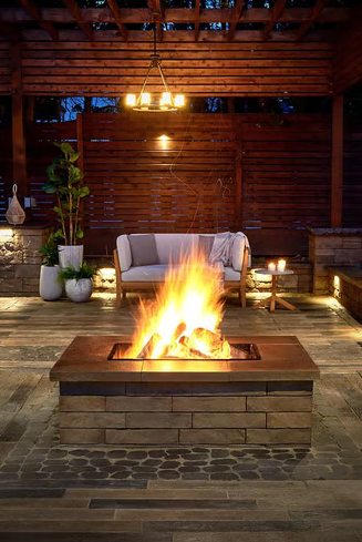 Brandon 90mm Rectangle Fire Pit Kit, No Sleeve, Chestnut Brown – Concrete Fire Pit Kit for Patios & Outdoor Living Spaces