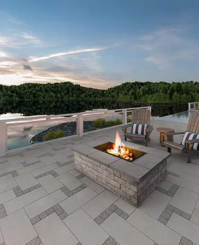 Brandon 90mm Rectangle Fire Pit Kit, No Sleeve, Shale Grey – Concrete Fire Pit Kit for Patios & Outdoor Living Spaces