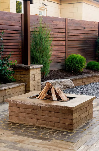 Brandon 90mm Square Fire Pit Kit, No Sleeve, Chestnut Brown – Concrete Fire Pit Kit for Patios & Outdoor Living Spaces