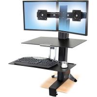 Ergotron WorkFit-S Desk Mount for Monitor, Keyboard - Black - 2 Display(s) Supported - 24" Screen Support - 25 lb Load Capacity - 75 x 75, 100 x 100 - 1 Each