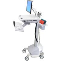 Ergotron StyleView EMR Cart with LCD Arm, SLA Powered - 35 lb Capacity - 4 Casters - Zinc Plated Steel, Plastic, Aluminum - 18.3" Width x 50.5" Height - Gray, White, Polished Aluminum