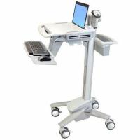 Ergotron StyleView EMR Laptop Cart - 18 lb Capacity - 4 Casters - Aluminum, Plastic, Zinc Plated Steel - 18.3" Width x 50.5" Height - White, Gray, Polished Aluminum
