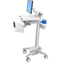 Ergotron StyleView EMR Cart with LCD Arm - 35 lb Capacity - 4 Casters - Aluminum, Plastic, Zinc Plated Steel - 18.3" Width x 50.5" Height - White, Gray, Polished Aluminum