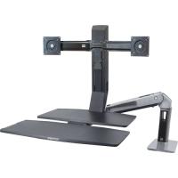Ergotron WorkFit Mounting Arm for Flat Panel Display - Polished Black - Height Adjustable - 22" Screen Support - 25 lb Load Capacity - 75 x 75, 100 x 100 - VESA Mount Compatible