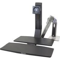 Ergotron WorkFit Mounting Arm for Flat Panel Display - Polished Black - Height Adjustable - 24" Screen Support - 20 lb Load Capacity - 75 x 75, 100 x 100 - VESA Mount Compatible