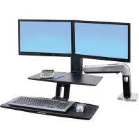 Ergotron 2439226 WorkFit-A Dual Monitor Stand - Up to 24" Screen Support - 25 lb Load Capacity - Flat Panel Display Type Supported - 10.5" Height x 35.8" Width - Desktop - Polished - Aluminum - Black
