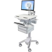 Ergotron StyleView Cart with LCD Pivot, 2 Drawers - Up to 24" Screen Support - 39 lb Load Capacity - 50.5" Height x 17.5" Width x 31" Depth - Floor Stand - Aluminum - White, Gray