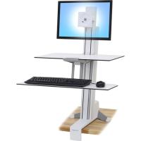 Ergotron WorkFit-S, Single LD with Worksurface+ (White) - Up to 24" Screen Support - 18 lb Load Capacity - Desktop - Aluminum, Plastic, Steel - White