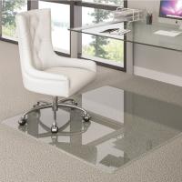 Deflecto Premium Glass Chairmat 44" x 50" - Carpet, Hard Floor, Floor - 50" Length x 44" Width x 0.250" Thickness - Rectangular - Tempered Glass - Clear - 1Each