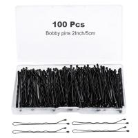Bobby Pins, Black Hair Pins Kit with Storage Box, 100/PK, 2 Inch