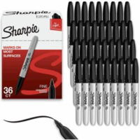 Sharpie Permanent Marker - 1 mm Fine, Bold Marker Point - Black Ink - Black Barrel - 36 / Box