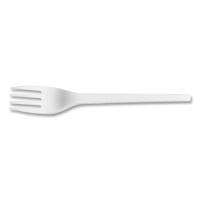 CPLA Cutlery, 6.5 Inch General Purpose Fork, Individually Wrapped, White, 1,000/Carton