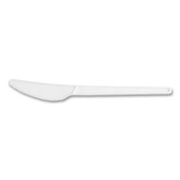 CPLA Cutlery, 6.5 inch General Purpose Knife, Individually Wrapped, Plastic, White, 1,000/Carton