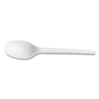 CPLA Cutlery, 6.5 Inch General Purpose Spoon, Individually Wrapped, White, Plastic, 1,000/Carton