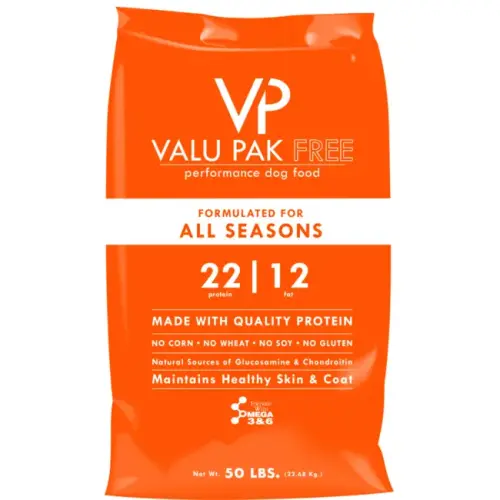 VALU PAK ORANGE BAG 22/12 DOG FOOD 50#