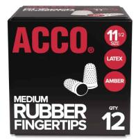 Acco Rubber Finger Tips - #11.5 – Medium Size - Rubber - Amber - 12 / Box
